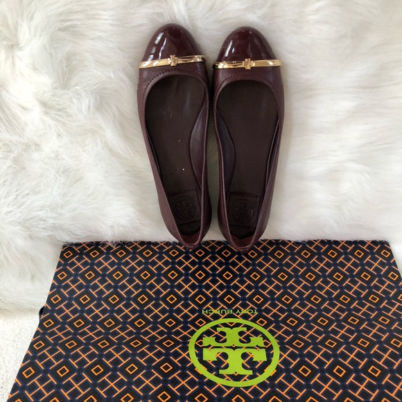 Tory Burch Pacey driver plum wine cap toe flat - Picture 9 of 11